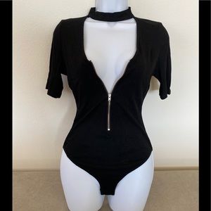 NWT Black Zipper bodysuit